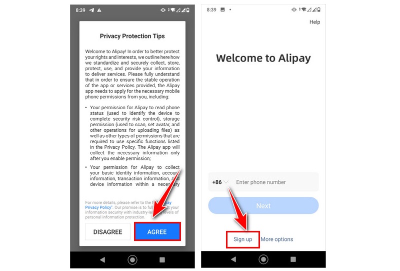 cài đặt alipay trên điện thoại