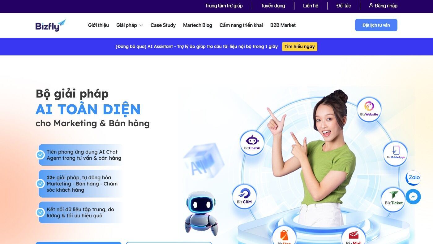 Giao diện trang chủ Bizfly (ảnh chụp tháng 09/2026)